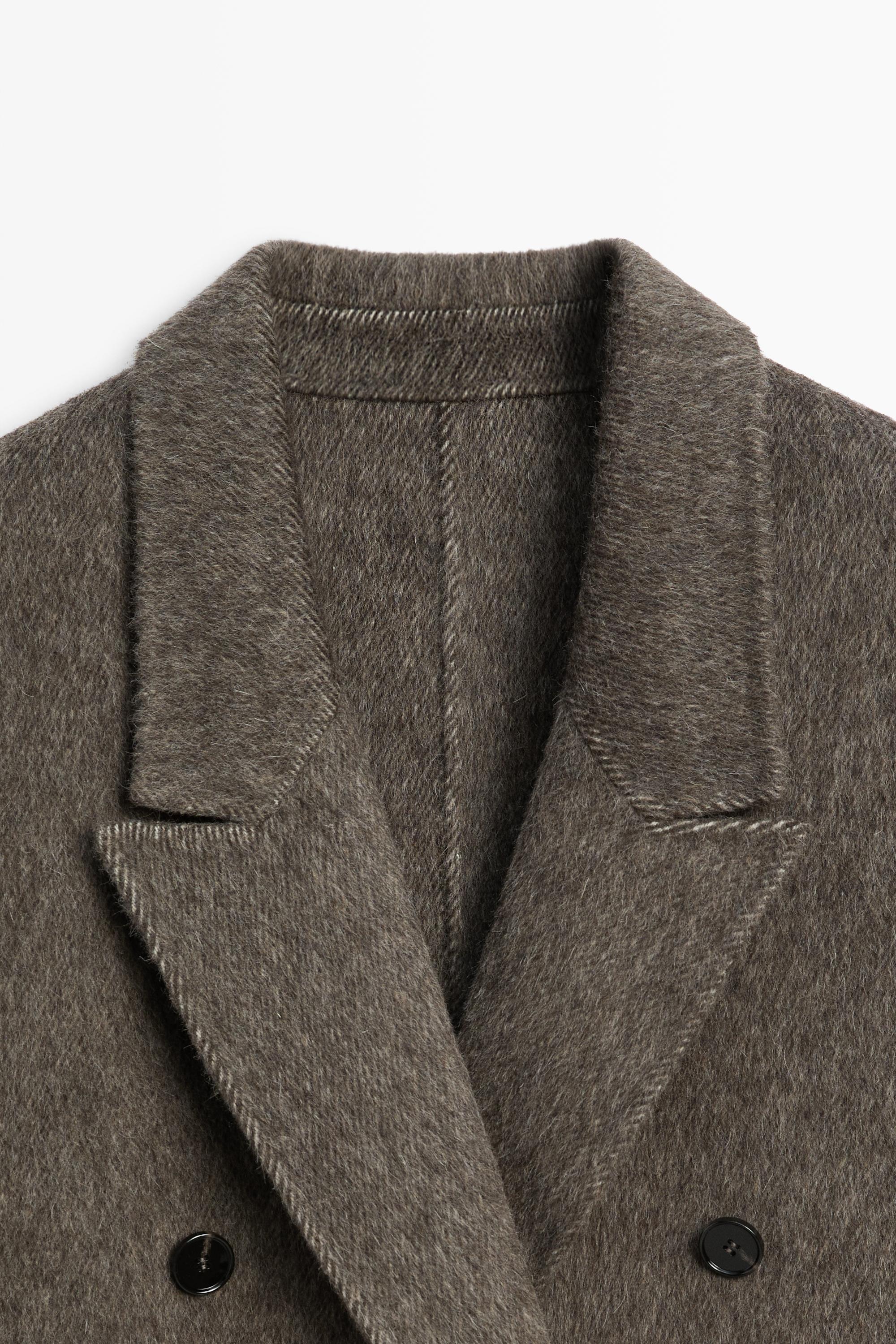 Long double-breasted wool blend coat